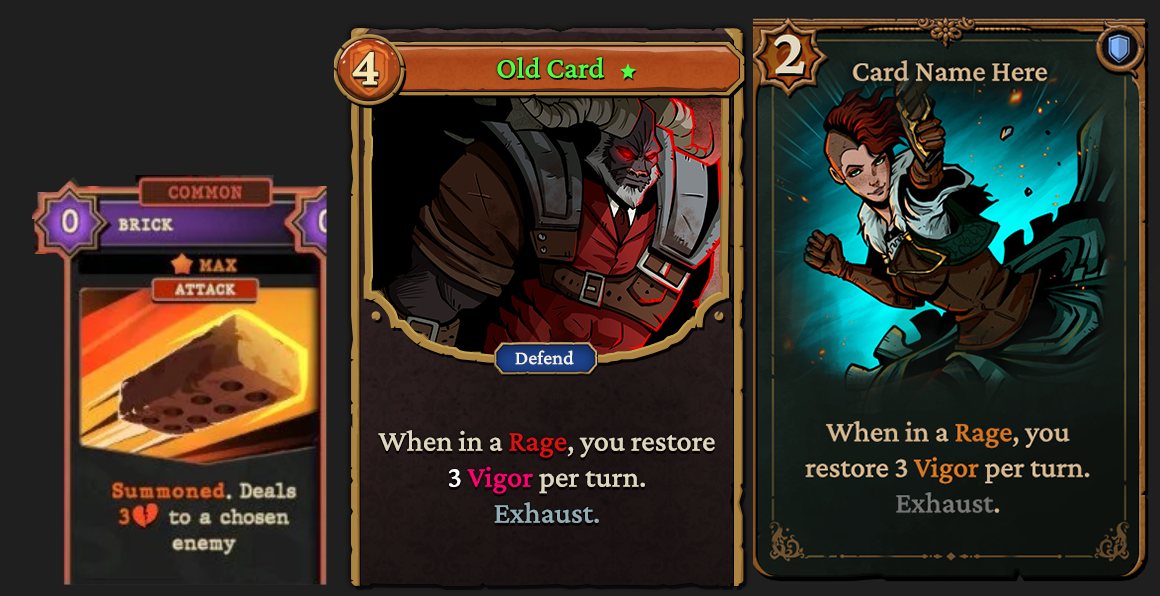 The original card, and my iterations on the design.