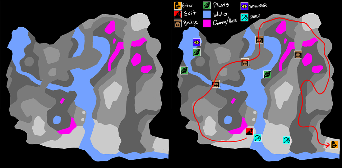 A cavern map for a modular component