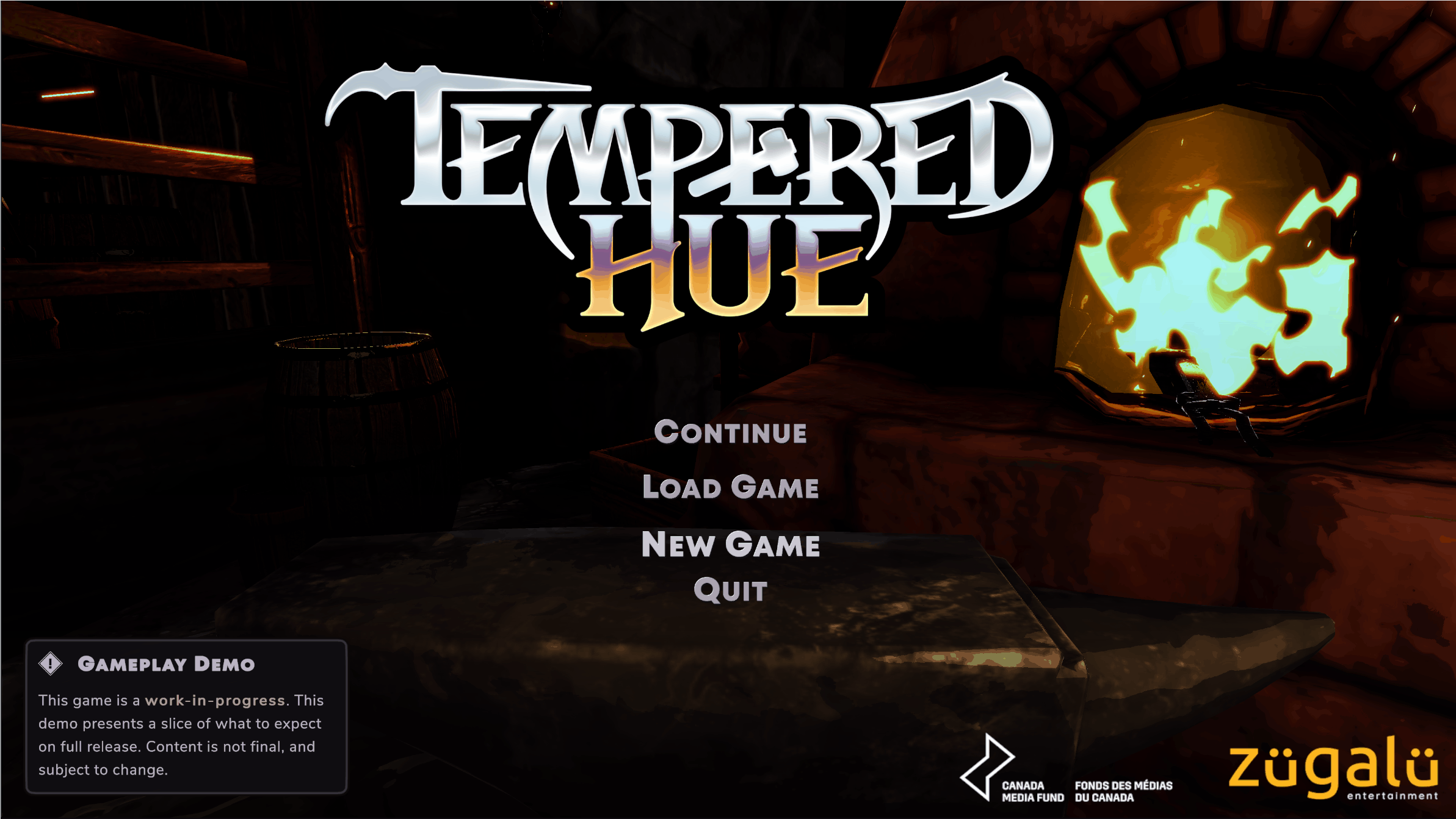 The main menu screen with logo design.